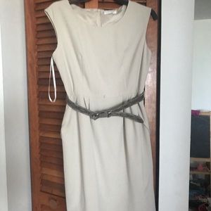 Calvin Klein cream belted dress